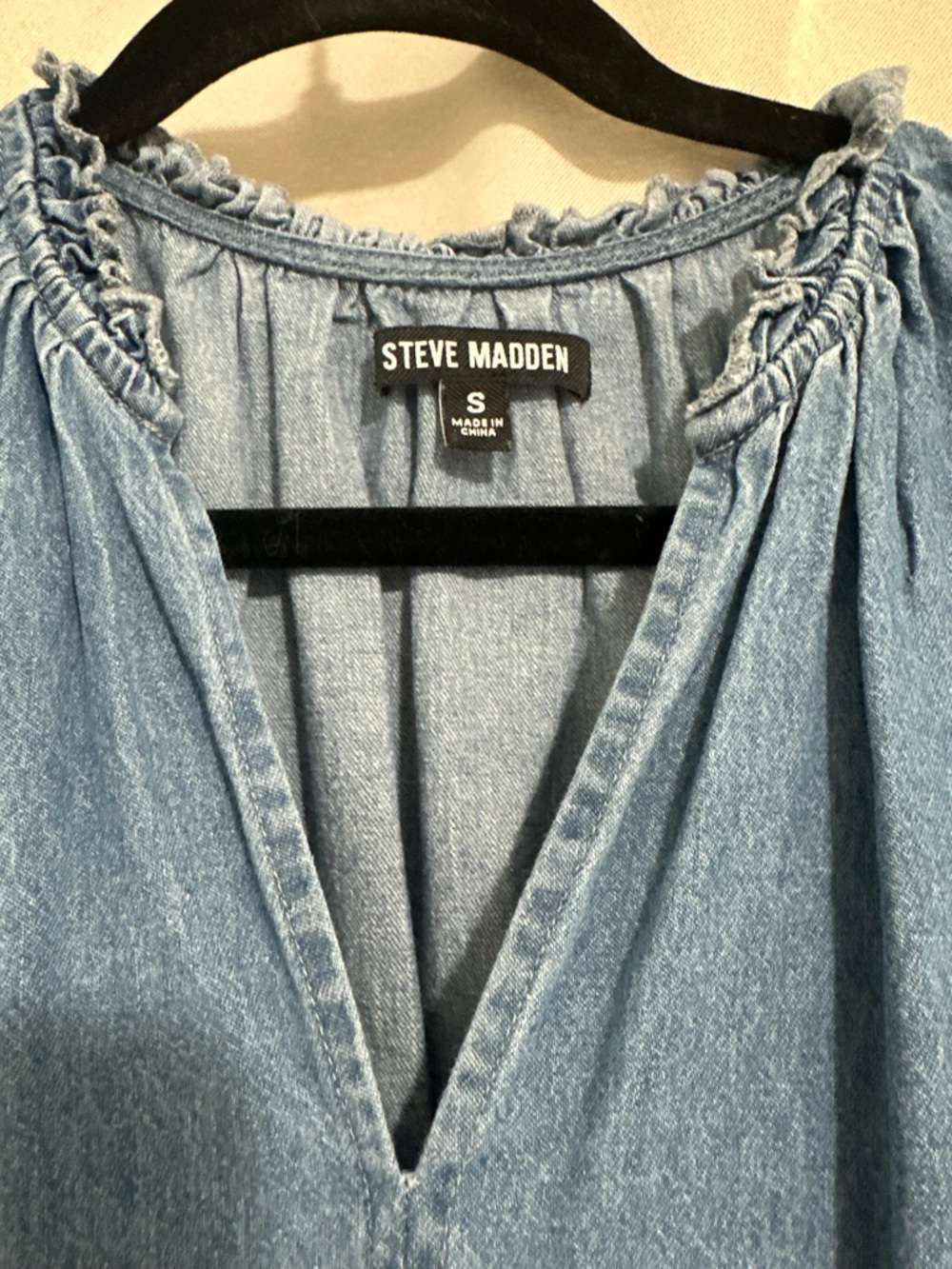 Steve Madden Light Blue Denim V-Neck dress